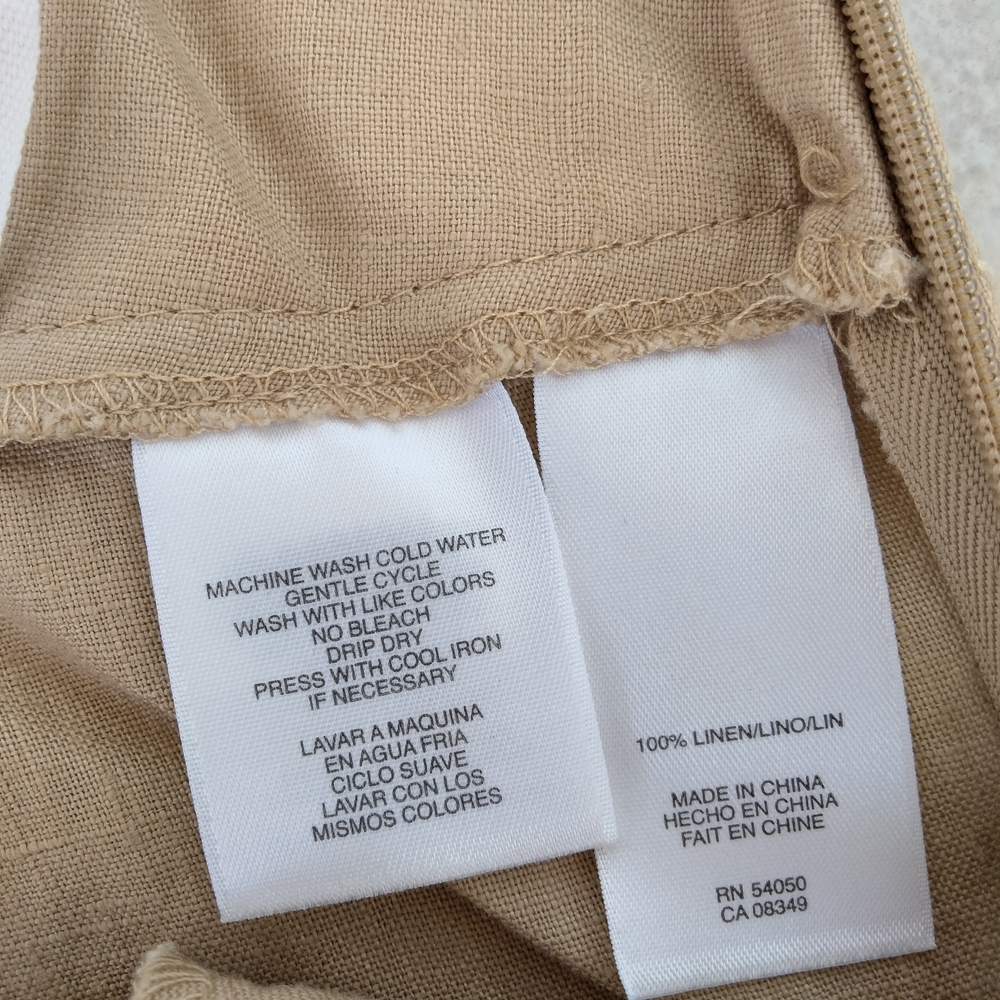 Jones New York Signature Tan 100% Linen Womens Sz 14 Belted Midi Skirt Lagenlook - Picture 8 of 12